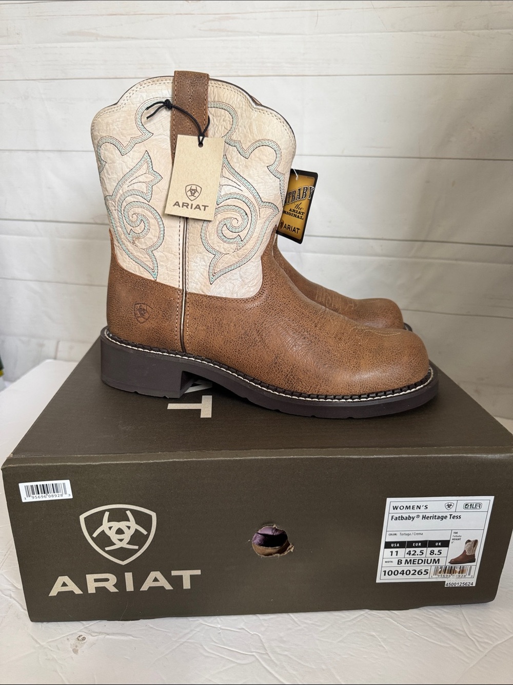 Ariat Size 11B Fatbaby Heritage Tess Leather Embroidered Shaft Western Boots